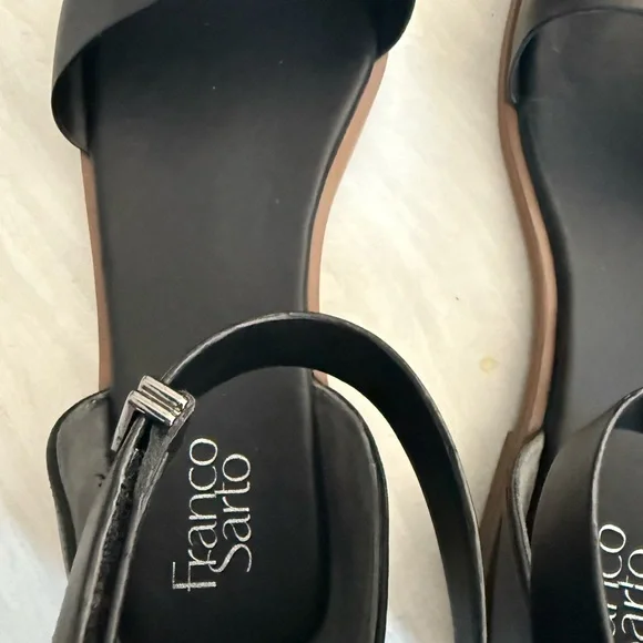Franco Sarto Black Leather Sandals Womens size 13 M Preowned - Picture 6 of 9